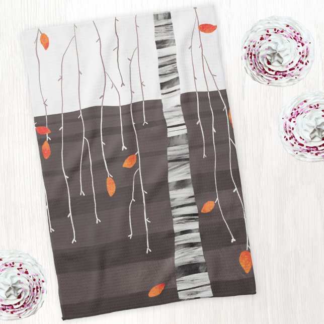 Paño De Cocina Arte del árbol del paisaje invernal (Winter tree landscape art kitchen tea towel)