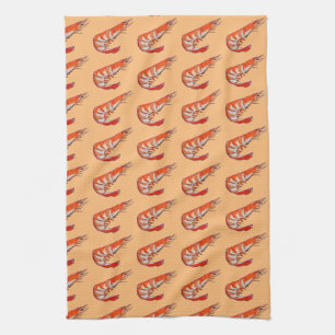 Paño De Cocina Arte del kitsch de los mariscos del camarón de la