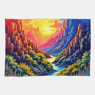 Paño De Cocina Arte del río Cañón del Atardecer