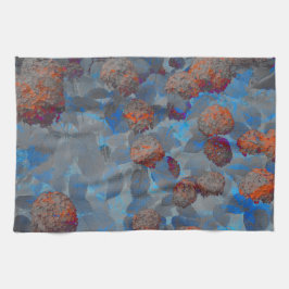 Paño De Cocina Arte digital con motivos florales de color naranja