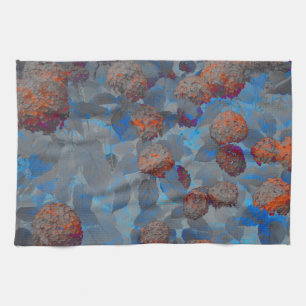 Paño De Cocina Arte digital con motivos florales de color naranja