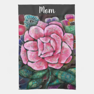 Paño De Cocina Arte floral caprichoso rosa Nouveau Botánico