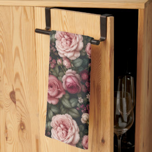 Paño De Cocina Arte floral de rosa de jardín de lujo
