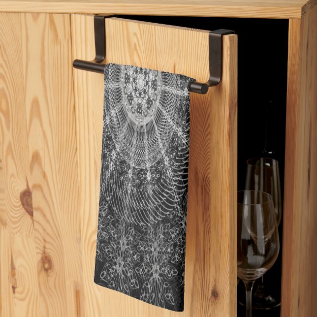 Paño De Cocina Arte floral esparkling negro (Pliegue de tercios)