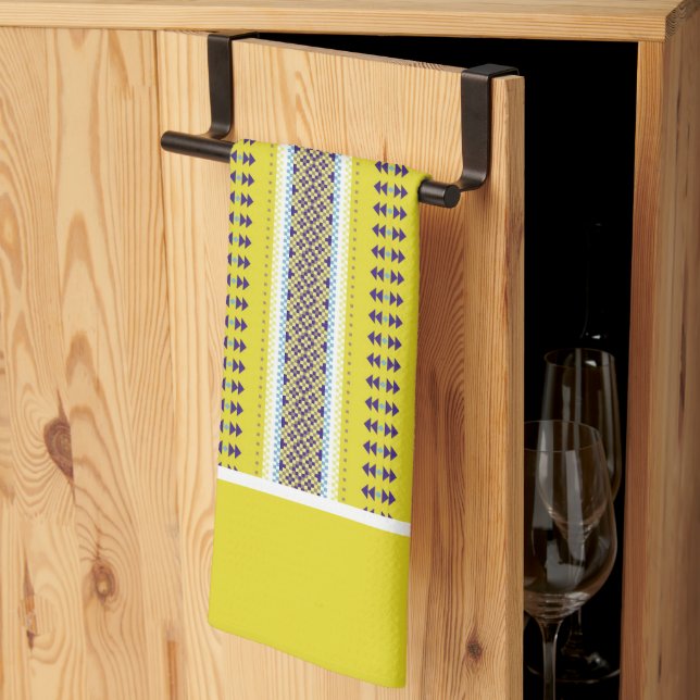 Paño De Cocina Arte folclórico amarillo (Pliegue de tercios)