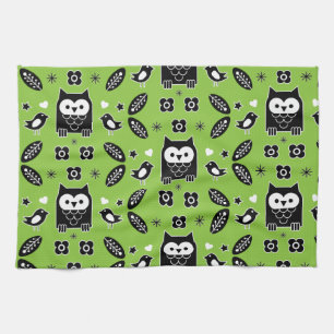 Paño De Cocina Arte folclórico de búho escandinavo