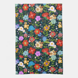 Paño De Cocina Arte folclórico floral mexicano