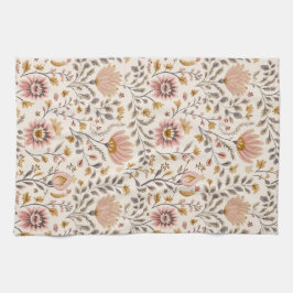 Paño De Cocina Arte Folclórico Floral Pintado