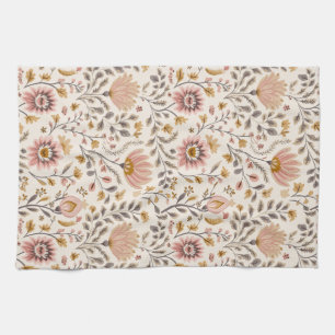Paño De Cocina Arte Folclórico Floral Pintado