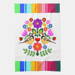Paño De Cocina Arte folclórico polaco - patrón de bordado floral
