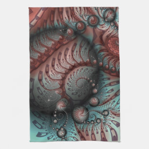 Paño De Cocina Arte fractal de fantasía vívida abstracta marrón a