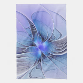 Paño De Cocina Arte fractal moderno abstracto lavanda azul
