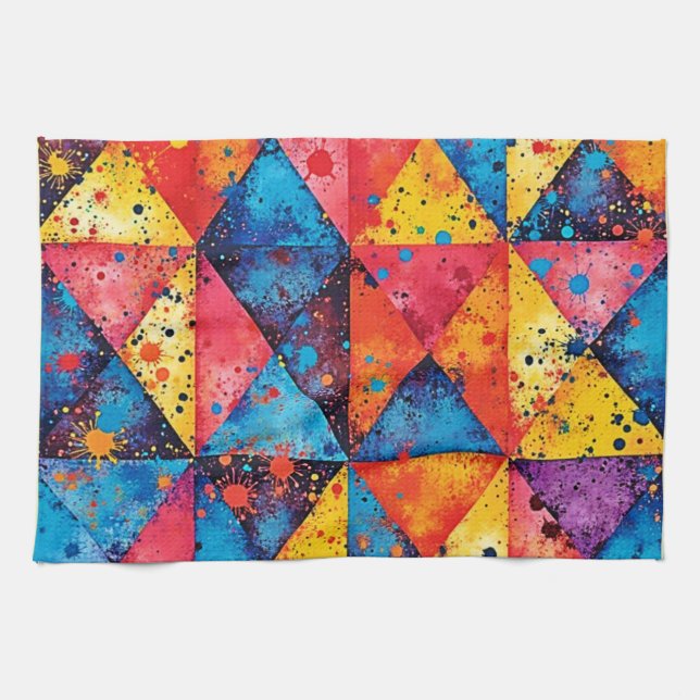 Paño De Cocina Arte geométrico: Caos vibrante (Horizontal)