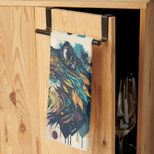 Paño De Cocina Arte gráfico Lobo Naturaleza animal salvaje