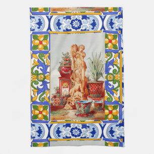 Paño De Cocina Arte italiano, siciliano, maiólica, tejas, arte b