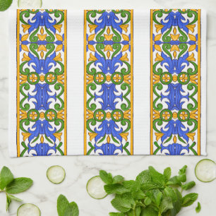 Paño De Cocina Arte italiano, siciliano, patrón de mayólica