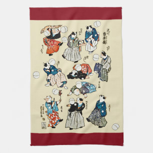 Paño De Cocina Arte japonés de Ukiyo-e de los juglares del gato