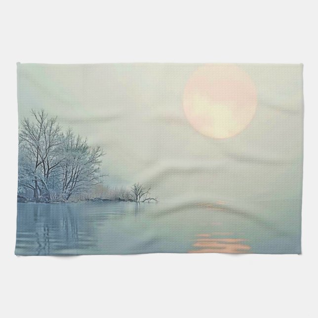 Paño De Cocina Arte matutino pacífico de invierno (Horizontal)