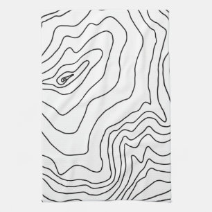 Paño De Cocina Arte minimalista de línea blanca y negra Diseño