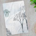 Paño De Cocina Arte paisajístico de nieve de invierno<br><div class="desc">Un paisaje de invierno nevado con árboles y una pared de piedra seca. Arte original de Nic Squirrell.</div>