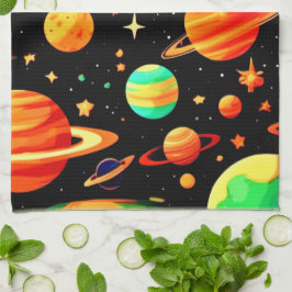 Paño De Cocina Arte Personalizado cósmico con tonos cálidos