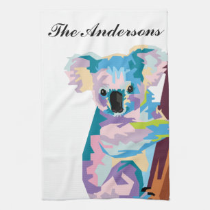 Paño De Cocina Arte pop colorido personalizado Koala