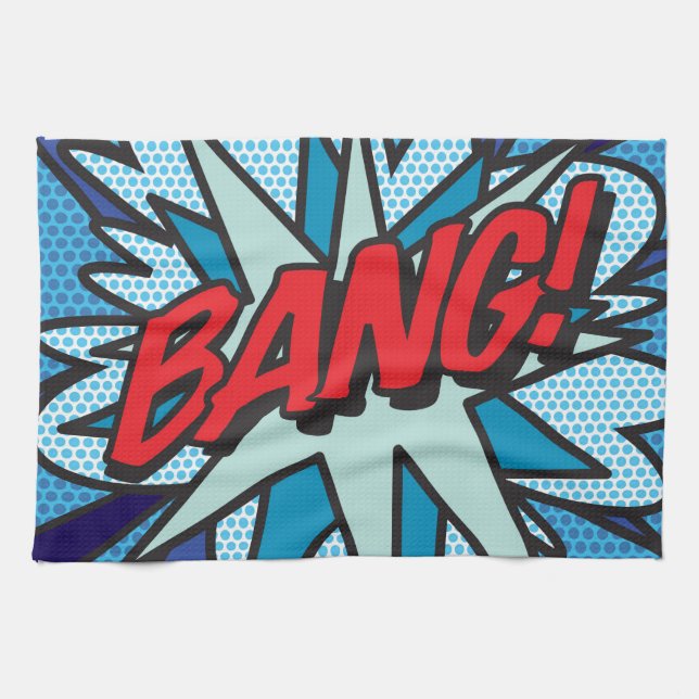 Paño De Cocina Arte Pop de Cómic Retro Divertido BANG (Horizontal)