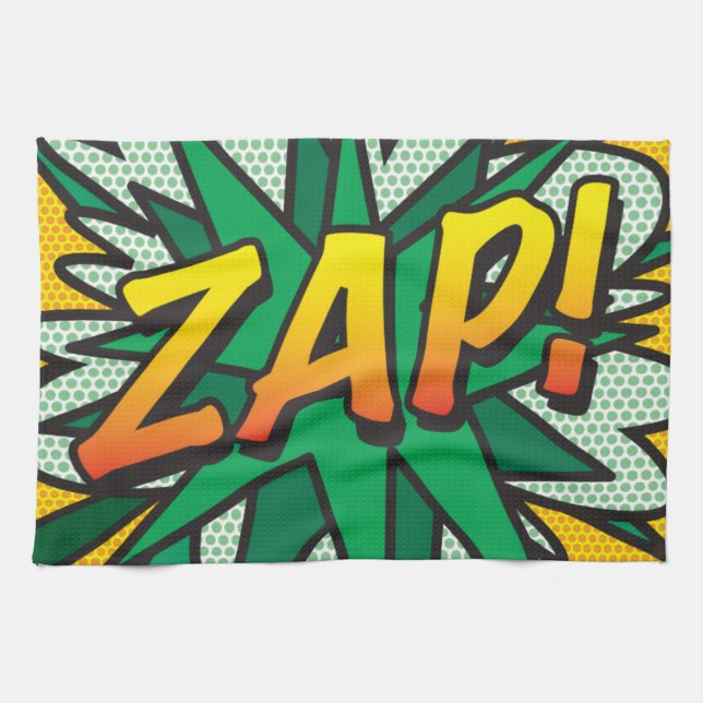 Paño De Cocina Arte Pop de Cómic Retro Divertido ZAP (Horizontal)