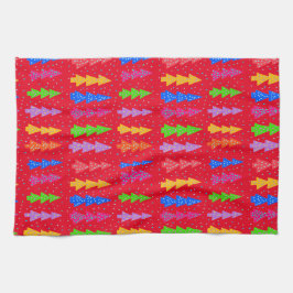 Paño De Cocina Arte pop del árbol de Navidad rojo