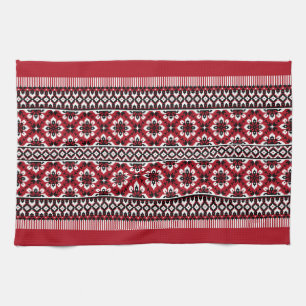 Paño De Cocina Arte popular tradicional ucraniano vushuvanka. Roj
