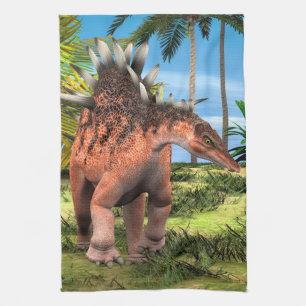 Paño De Cocina Arte prehistórico de Kentrosaurus Dinosaurio Jungl