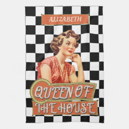 Paño De Cocina Arte retro único monogramado Checkered