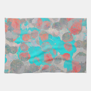 Paño De Cocina Arte rojo azul de estampado floral/floral romántic