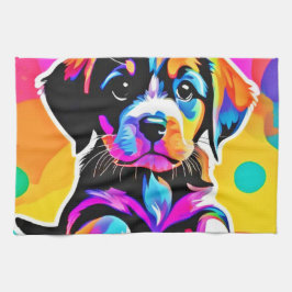 Paño De Cocina Arte vibrante de cachorro