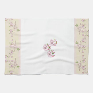 Paño De Cocina Arte victoriano rosa y floral verde rosa