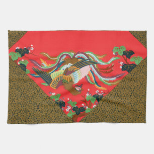 Paño De Cocina Arte vintage del pájaro fénix rojo japonés G.A. Au