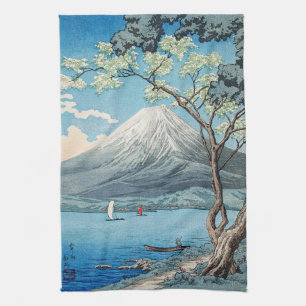 Paño De Cocina Arte vintage japonés del Monte Fuji y el lago Yama