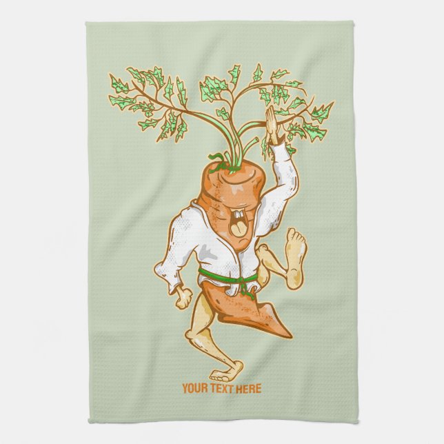 Paño De Cocina Artes marciales de zanahoria de Karate (Vertical)