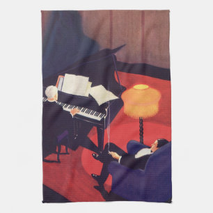 Paño De Cocina Artista Pianista de Piano de Salón de Música Art D