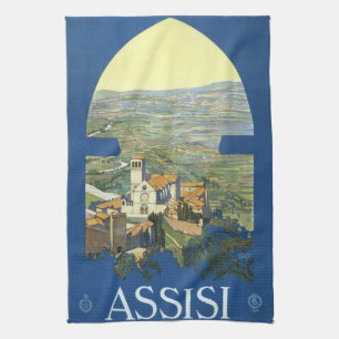 Paño De Cocina Asís Italia Arte de Viaje Antiguo Basílica Frances