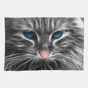 Paño De Cocina Asombrosa cara de gato de ojos azules