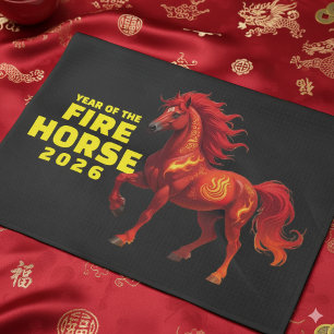 Paño De Cocina Asombroso Año Chino del Caballo de Fuego 2026