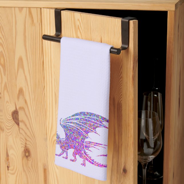 Paño De Cocina Asombroso Dragón Mosaico Acento Púrpura (Pliegue de tercios)