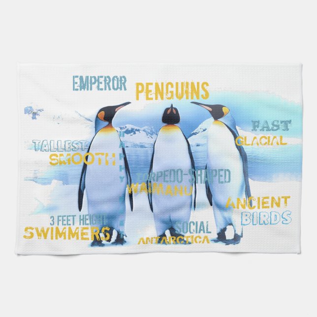 Paño De Cocina Asombroso Emperador Pingüino Arte de tipografía (Horizontal)