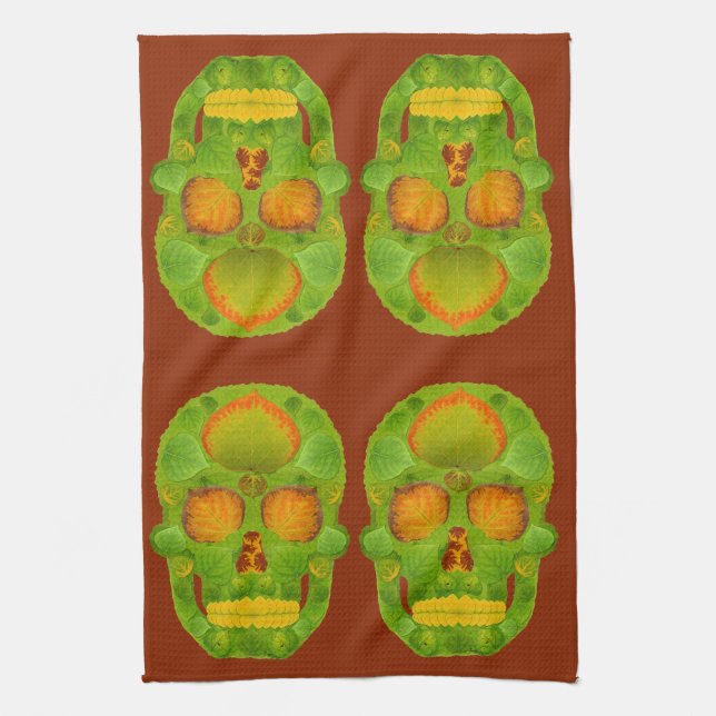 Paño De Cocina Aspen Leaf Skull 10 (Vertical)
