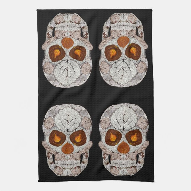 Paño De Cocina Aspen Leaf Skull 11 (Vertical)