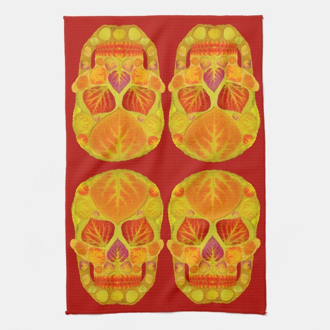 Paño De Cocina Aspen Leaf Skull 13 (Vertical)