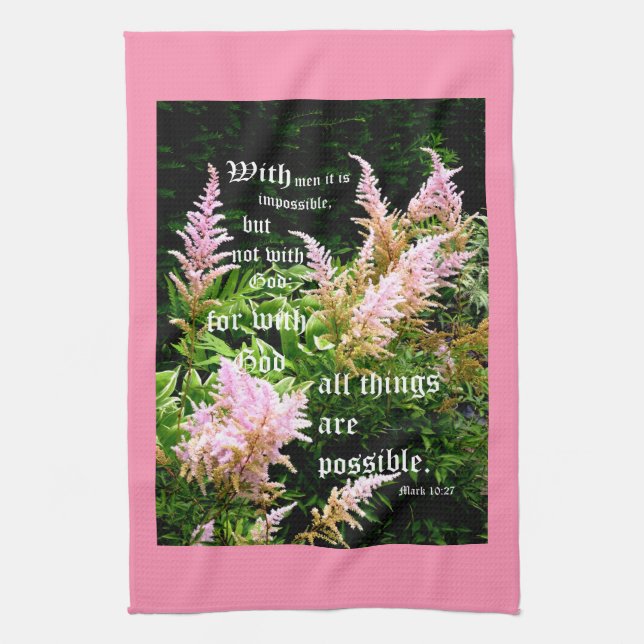 Paño De Cocina Astilbe con Mark 10:27 (Vertical)