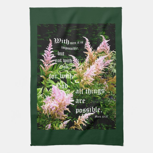 Paño De Cocina Astilbe con Mark 10:27 (Vertical)
