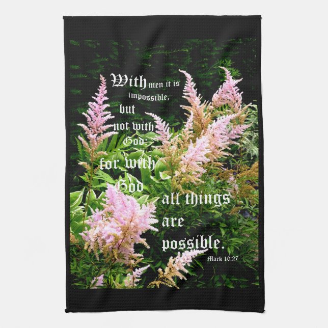 Paño De Cocina Astilbe con Mark 10:27 (Vertical)